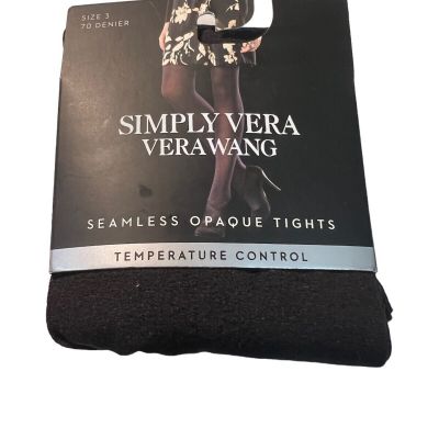 Vera Wang Simply Vera  Super Opaque Seamless Tight Black- Size 3- NEW IN PACKAGE